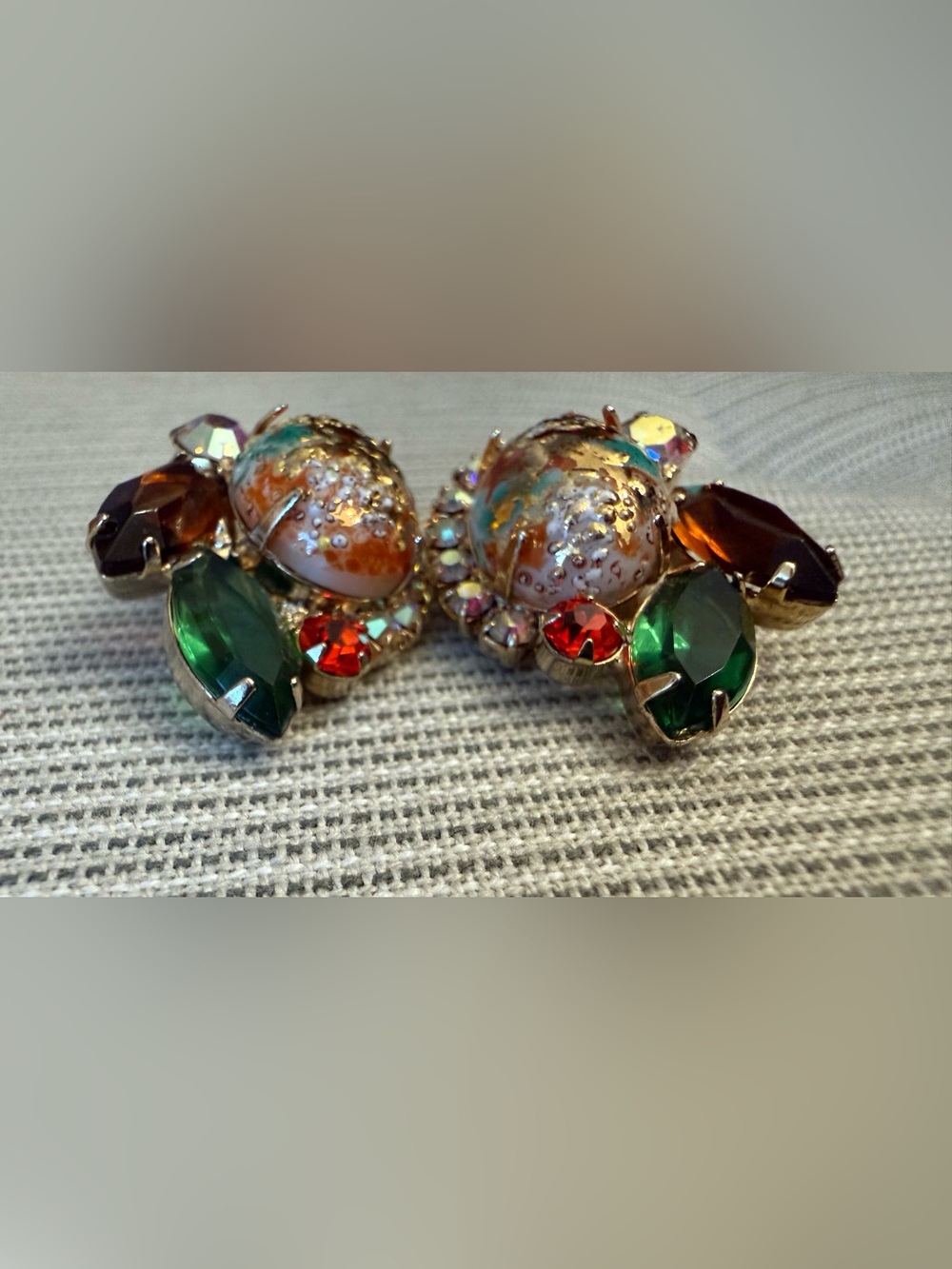 Juliana Easter Egg Stippled Rhinestone Brooch & Earring Set - Verified book pc - Picture 15 of 17